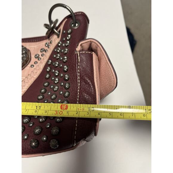 Montana West Designer Leather Studded Purse Native American‎ Chief Very Clean - Picture 8 of 9